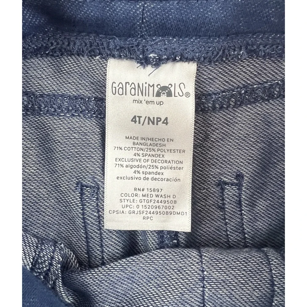 Garanimals Shorts Girls 4T Blue Med Wash D‎ Denim Look Stretch Cuffed Pull On